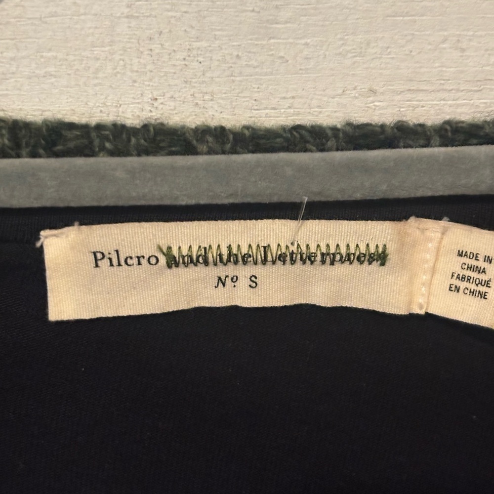 Pilcro and the Letterpress byAnthropology Green/Navy Cable Knit V-Neck Sweater - Picture 11 of 15